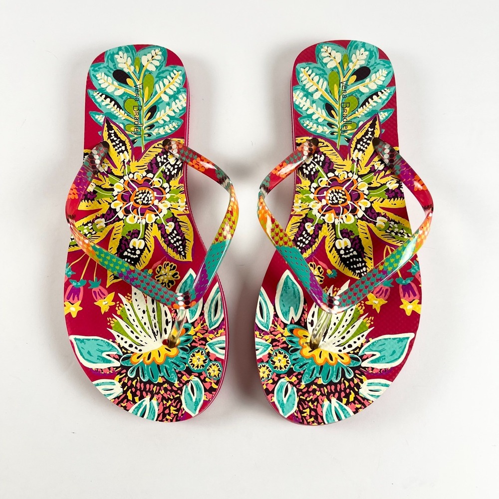 VERA BRADLEY Ruma Flip Flop Womens Size 9-10‎ Tropical Colorful Waterproof Beach